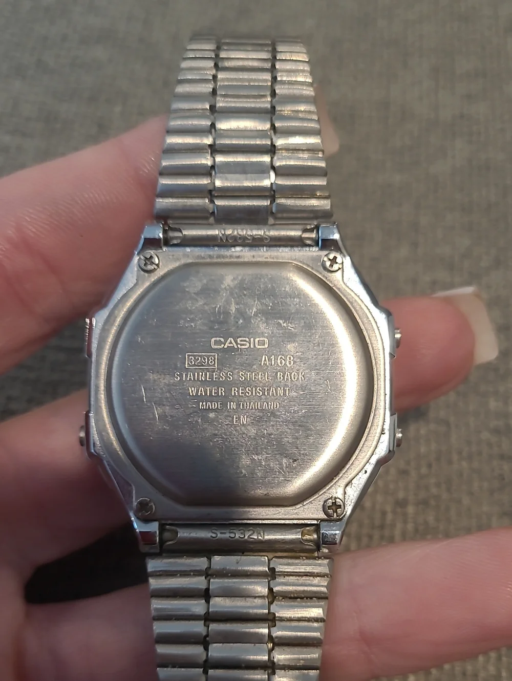 Casio Silver Digital Bracelet Watch with Black Dial Accents